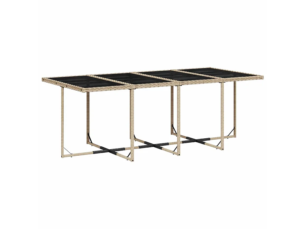 Ensemble à manger de jardin et coussins 9 pcs beige Poly rotin