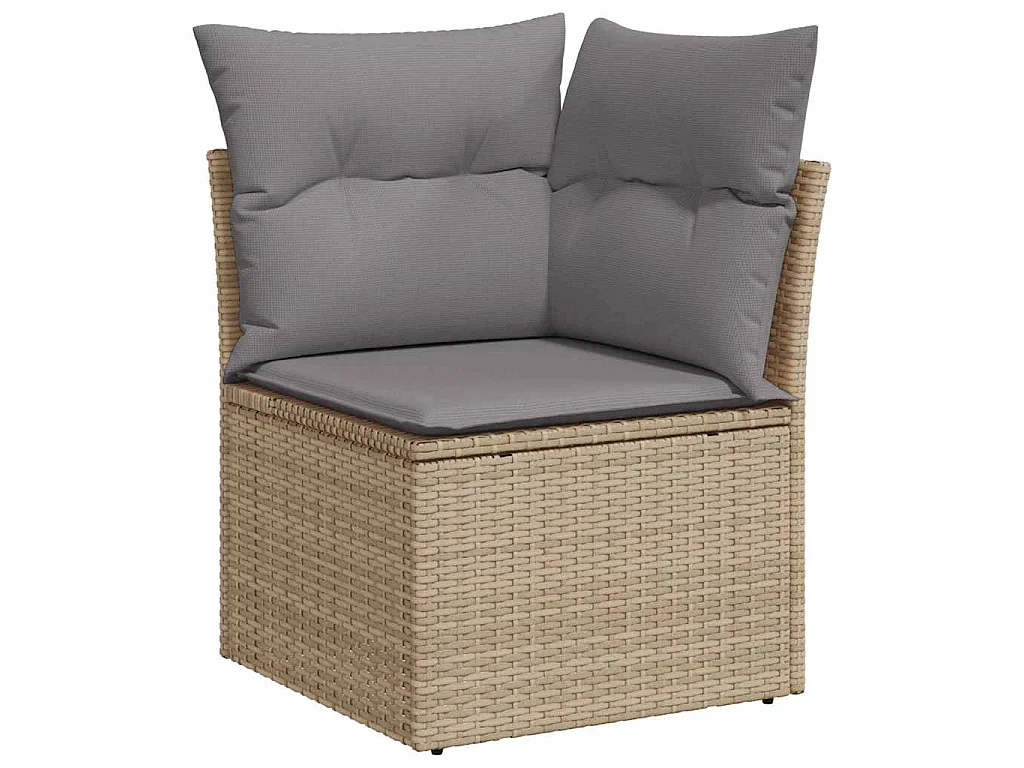 5-tlg. Garten-Sofagarnitur mit Kissen Beige Poly Rattan