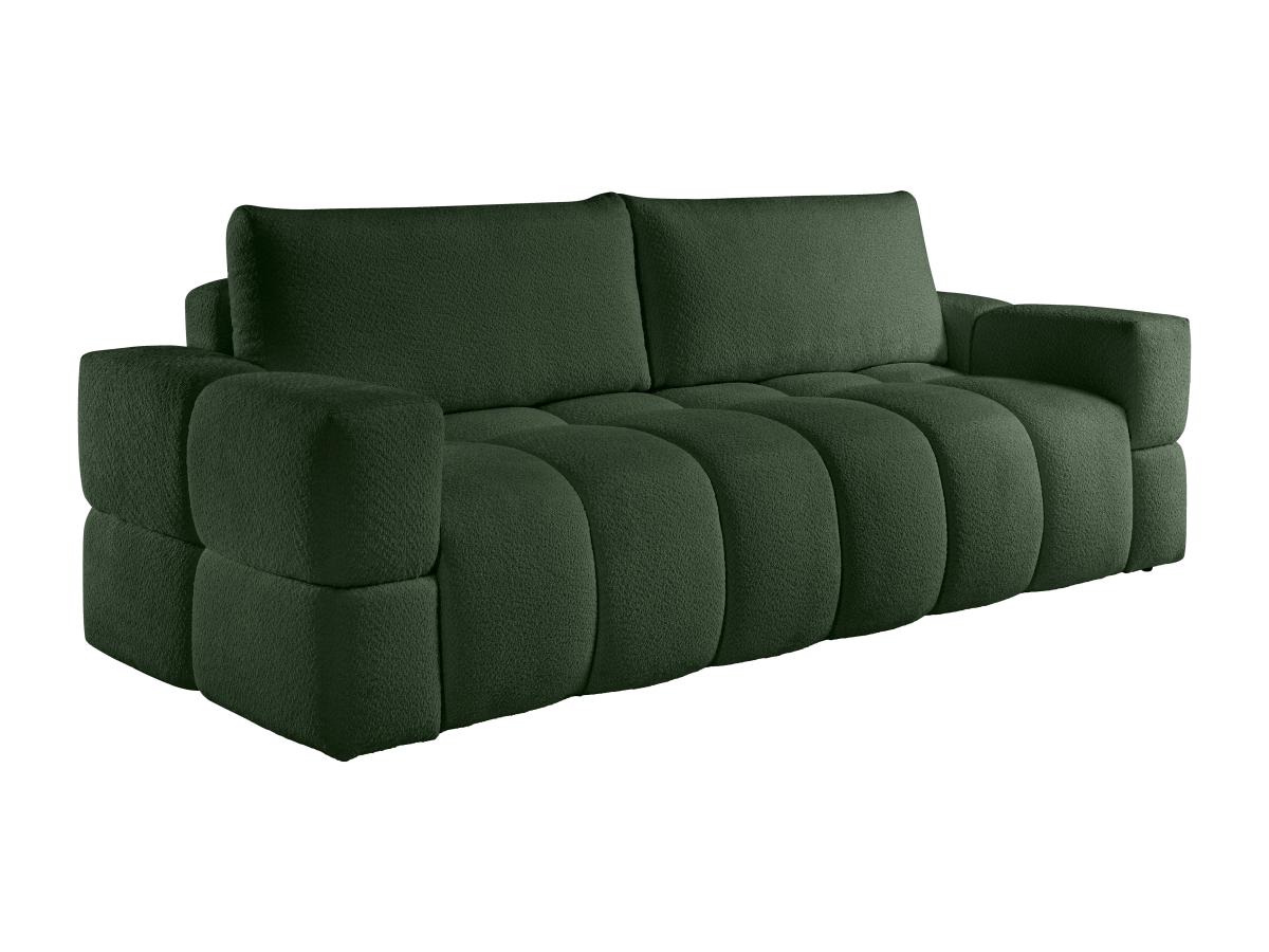 Sofa 3-Sitzer mit Schlaffunktion - Bouclé-Stoff - Grün - ISSORO II günstig online kaufen