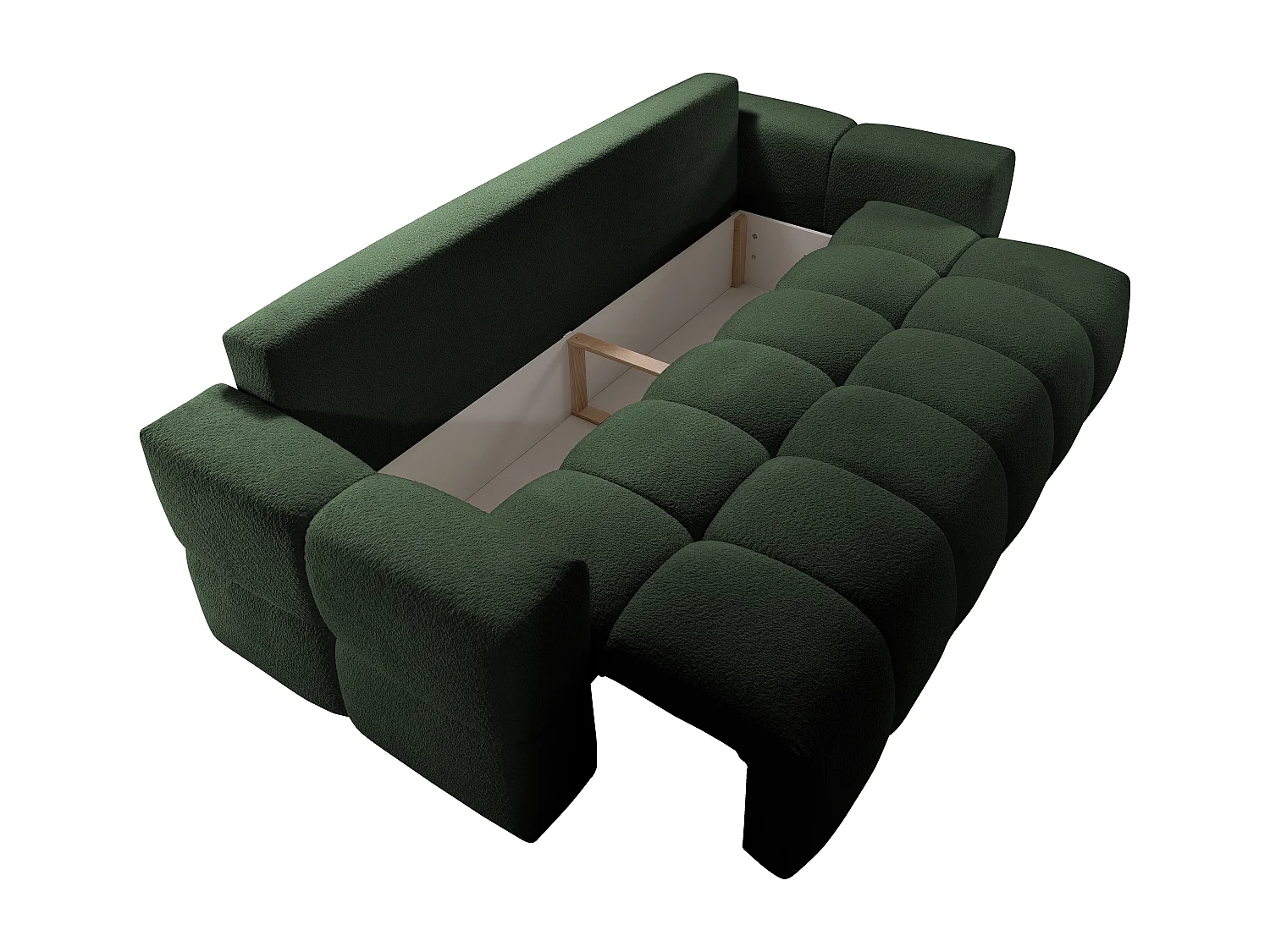 Canapé 3 places convertible en tissu bouclette vert ISSORO II