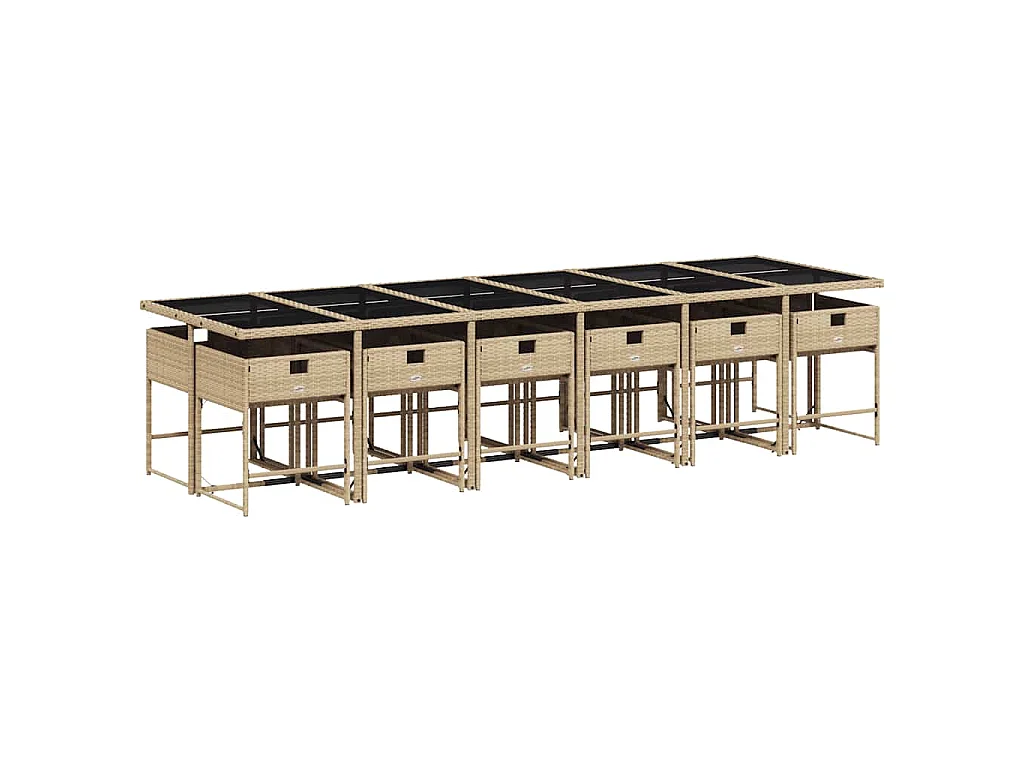 Ensemble à manger de jardin et coussins 13 pcs beige