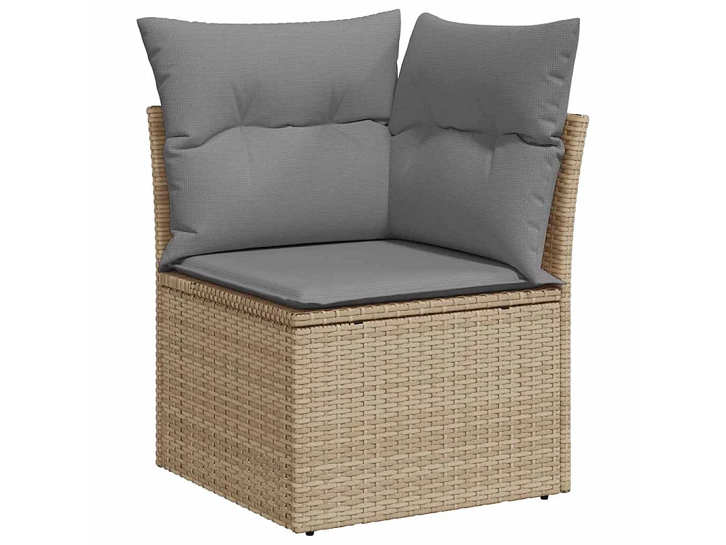 Set sofás jardín y cojines 9 pzas ratán sintético acacia beige