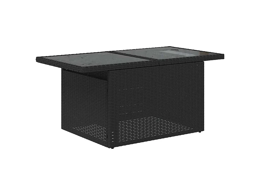 7-tlg. Garten-Sofagarnitur mit Kissen Schwarz Poly Rattan