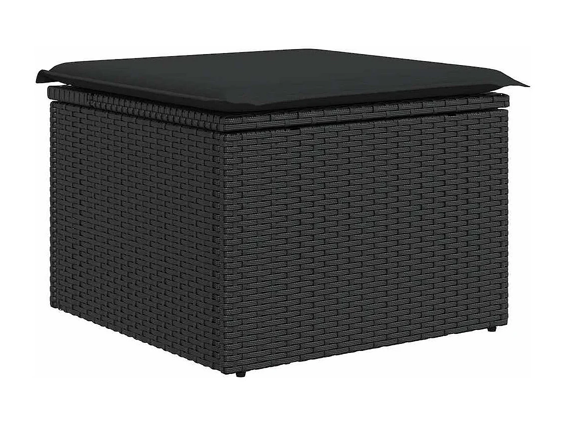 Salon de jardin 7 pcs avec coussins noir résine tressée