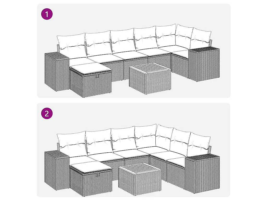 Set Divani da Giardino con Cuscini 8 pz Nero in Polyrattan