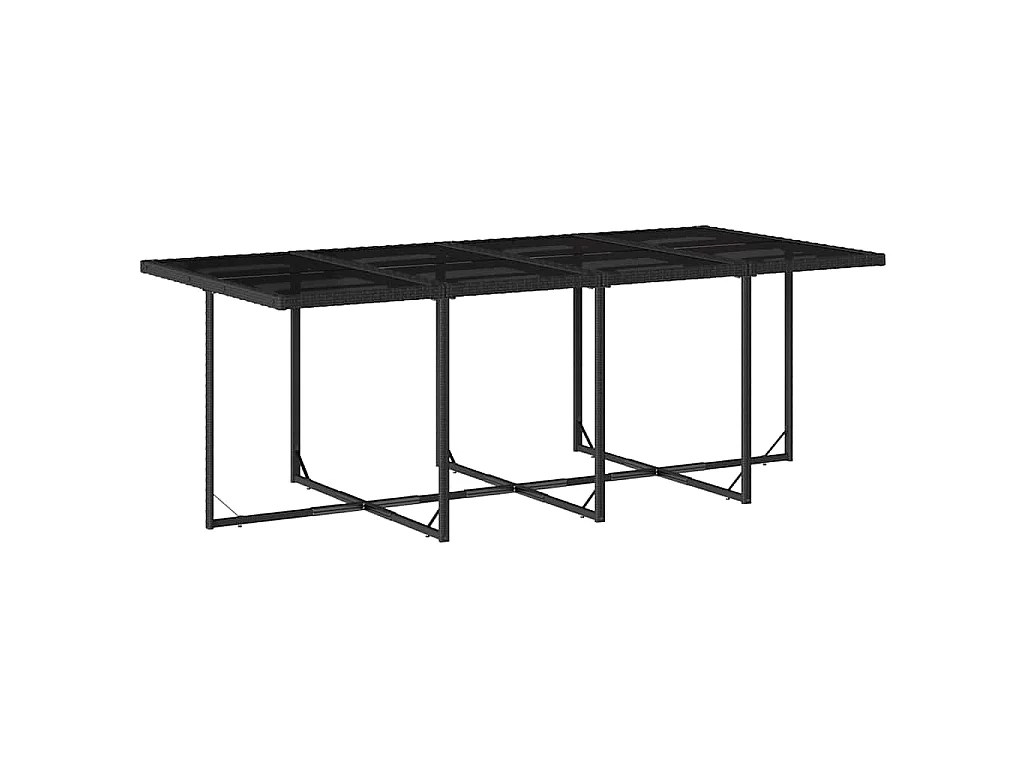 9-tlg. Garten-Essgruppe mit Kissen Schwarz Poly Rattan
