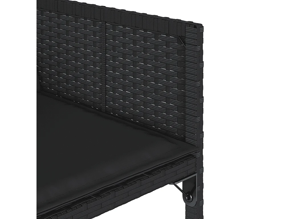 Ensemble à manger de jardin 9pcs coussins noir résine tressée