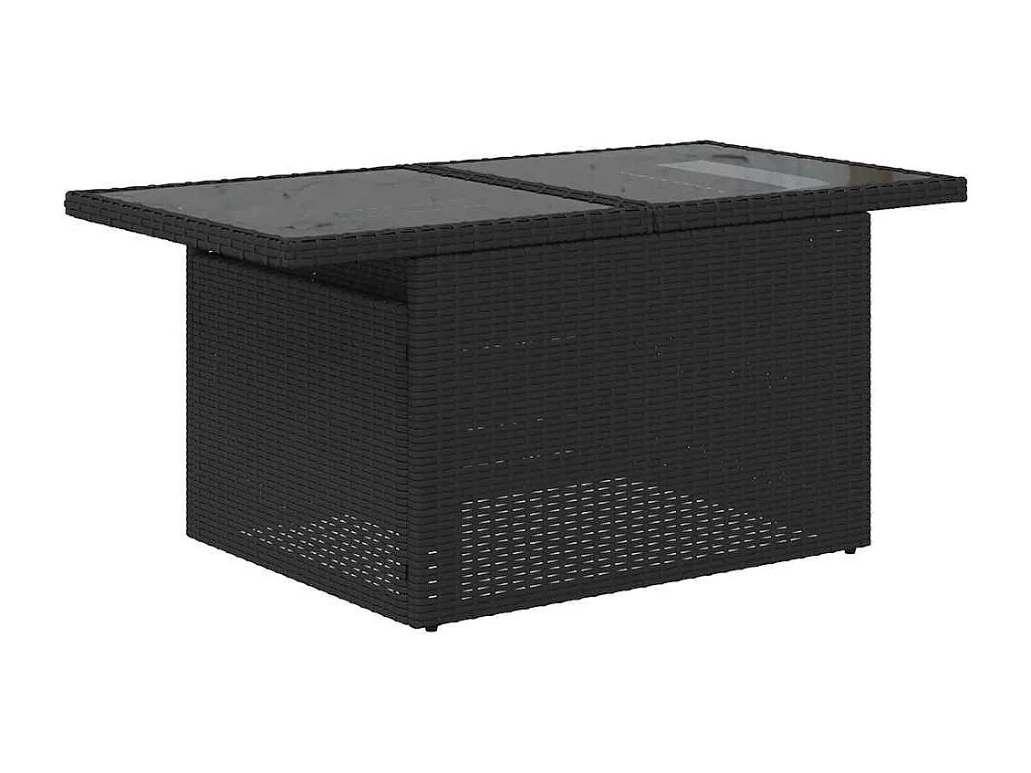 9 pcs conjunto de sofás p/ jardim c/ almofadões vime PE preto