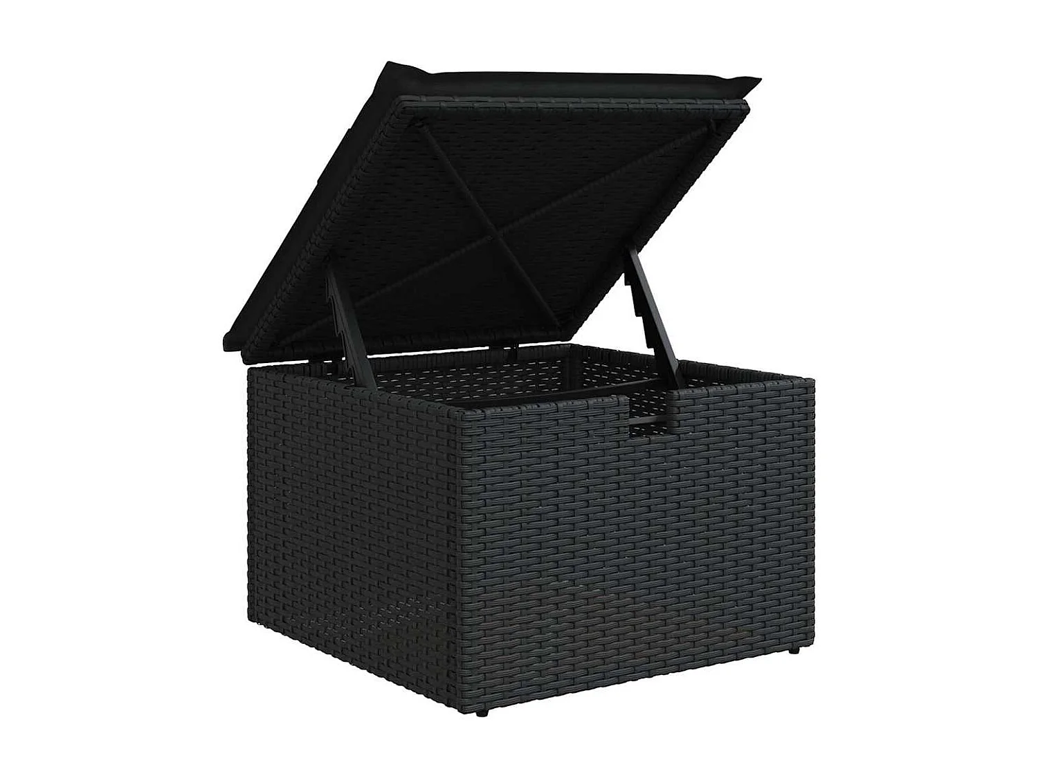Salon de jardin 6 pcs avec coussins noir résine tressée