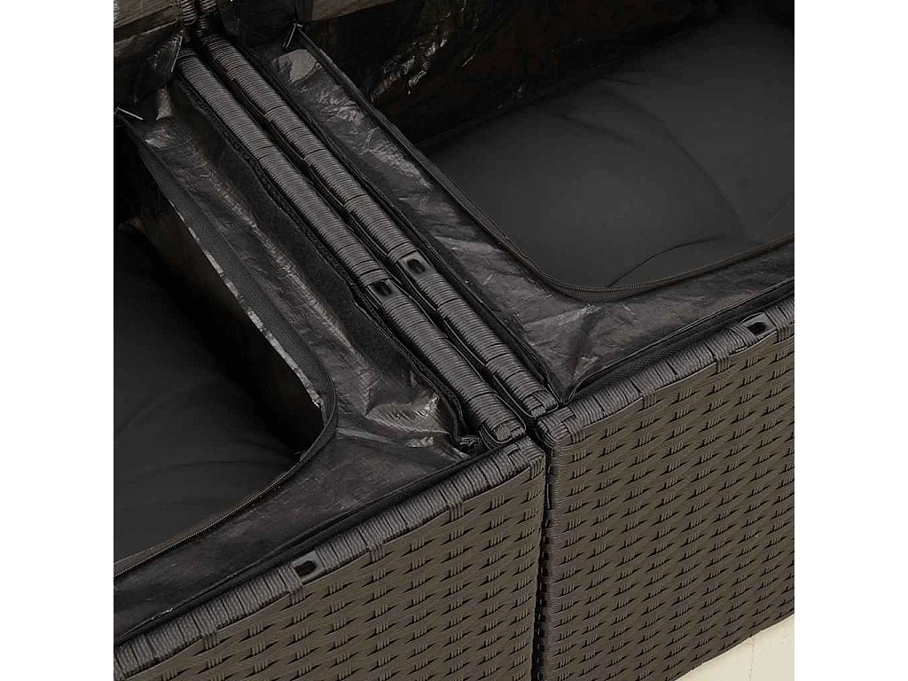 Salon de jardin 6 pcs avec coussins noir résine tressée
