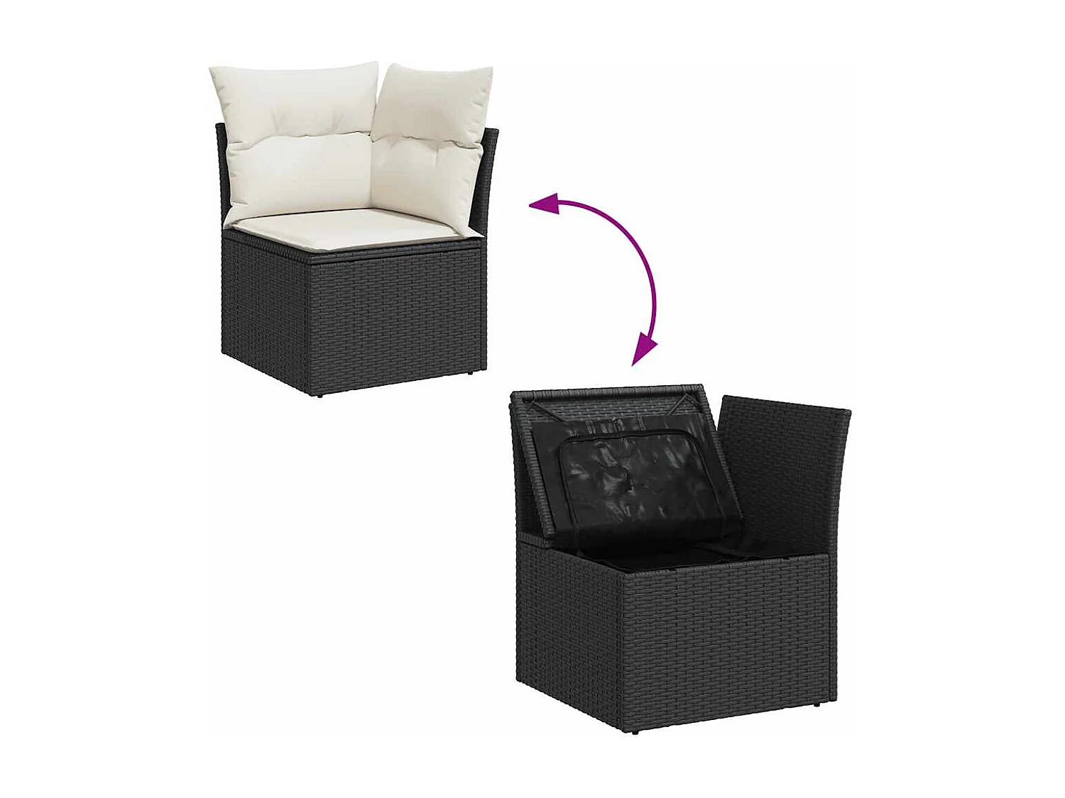 Set Divano da Giardino 6 pz con Cuscini Nero in Polyrattan