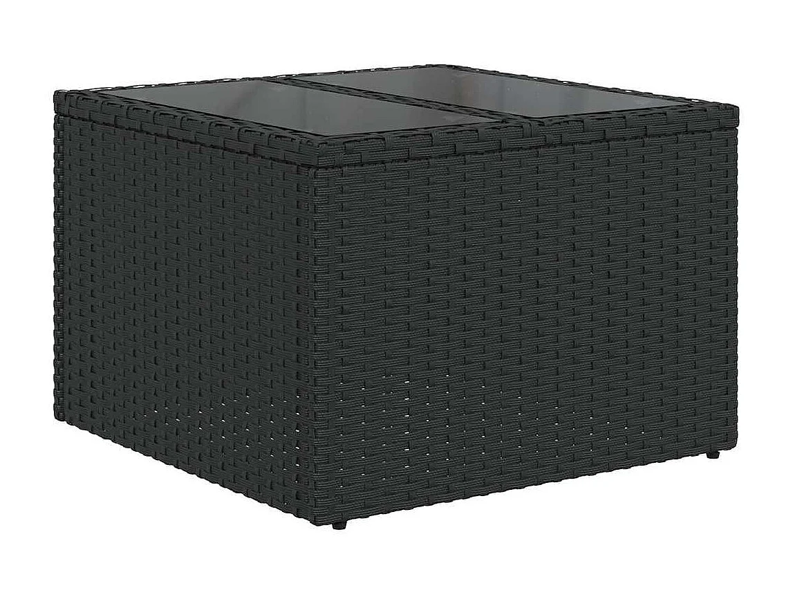 7-delige Loungeset met kussens poly rattan zwart