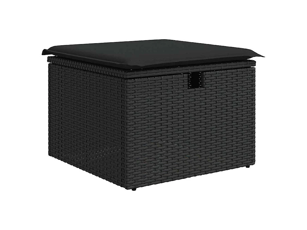 Set Divano da Giardino 6 pz con Cuscini Nero Polyrattan Acacia