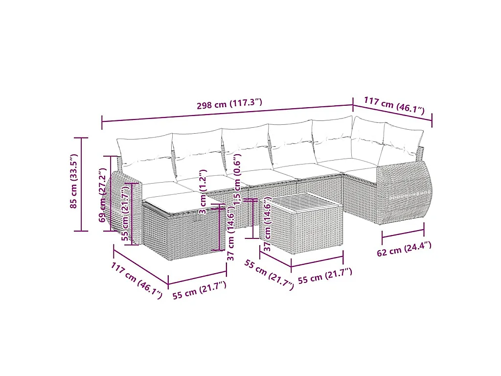 Set Divani da Giardino con Cuscini 8 pz Nero in Polyrattan