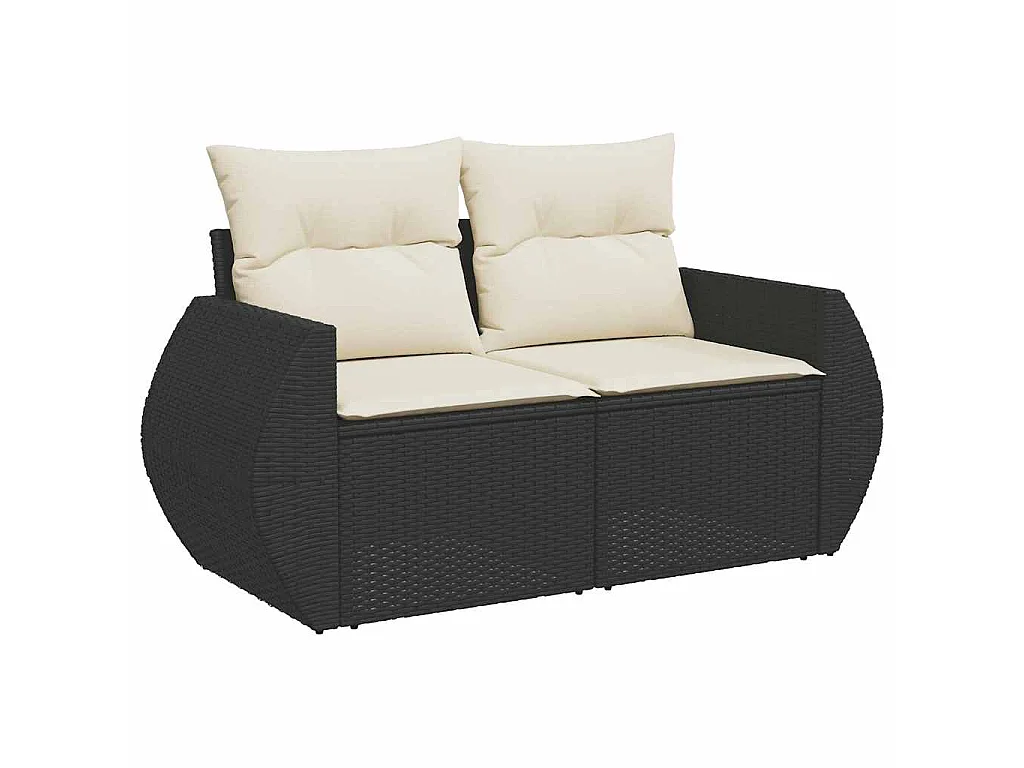 Set Divani da Giardino con Cuscini 8 pz Nero in Polyrattan