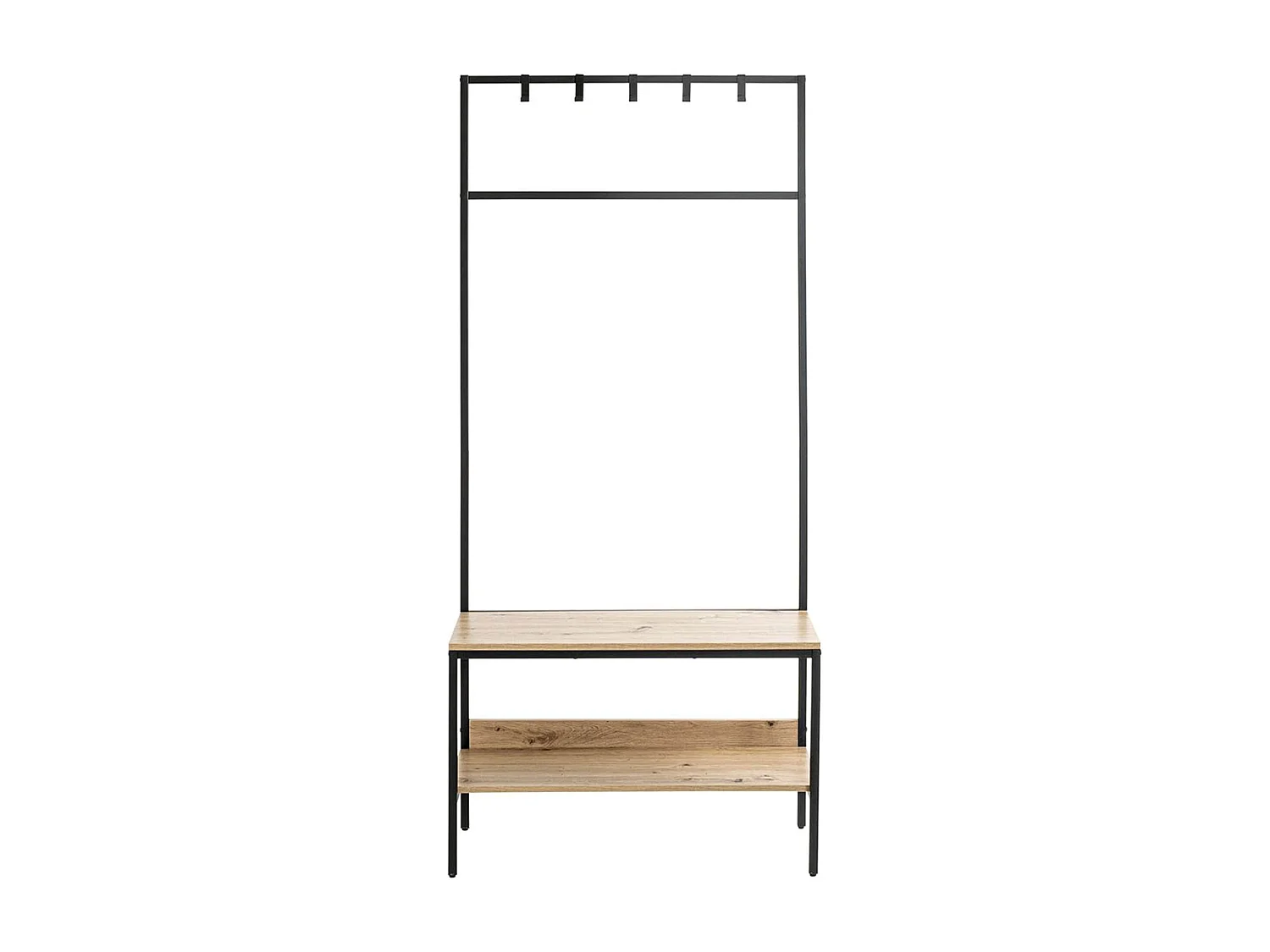 Portemanteau en bois coloris chêne et métal coloris noir -longueur 80 x profondeur 35 x hauteur 180  cm