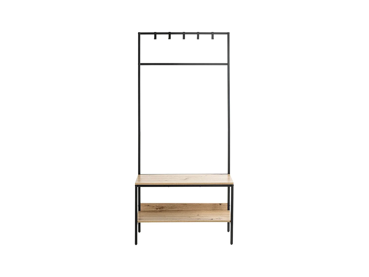 Portemanteau en bois coloris chêne et métal coloris noir -longueur 80 x profondeur 35 x hauteur 180  cm