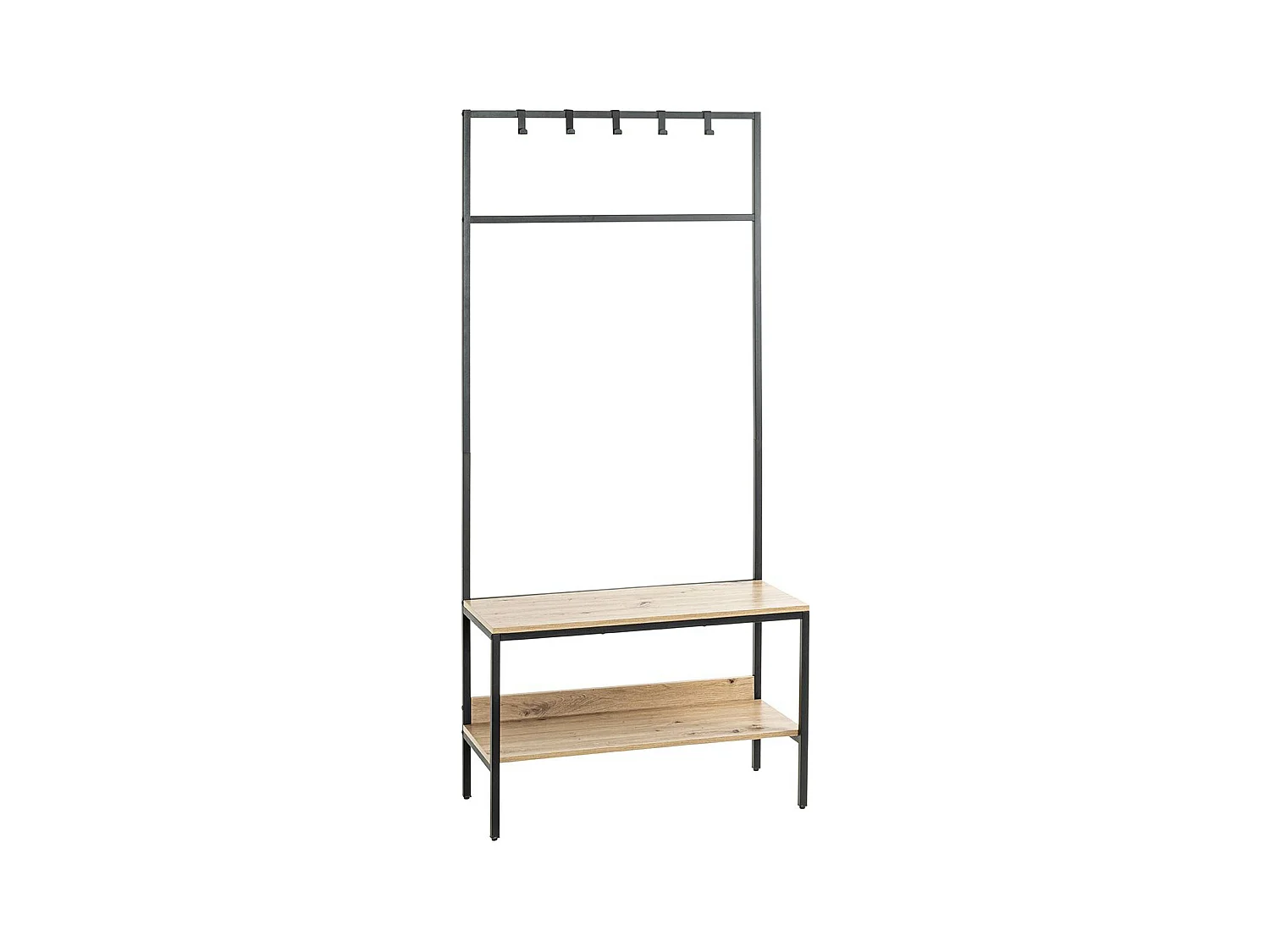 Portemanteau en bois coloris chêne et métal coloris noir -longueur 80 x profondeur 35 x hauteur 180  cm