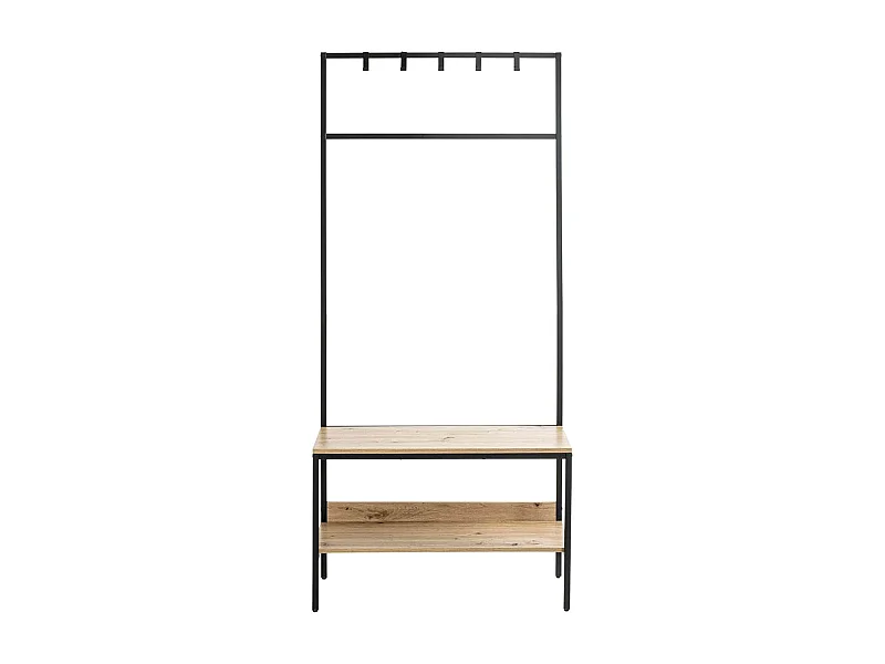 Portemanteau en bois coloris chêne et métal coloris noir -longueur 80 x profondeur 35 x hauteur 180  cm