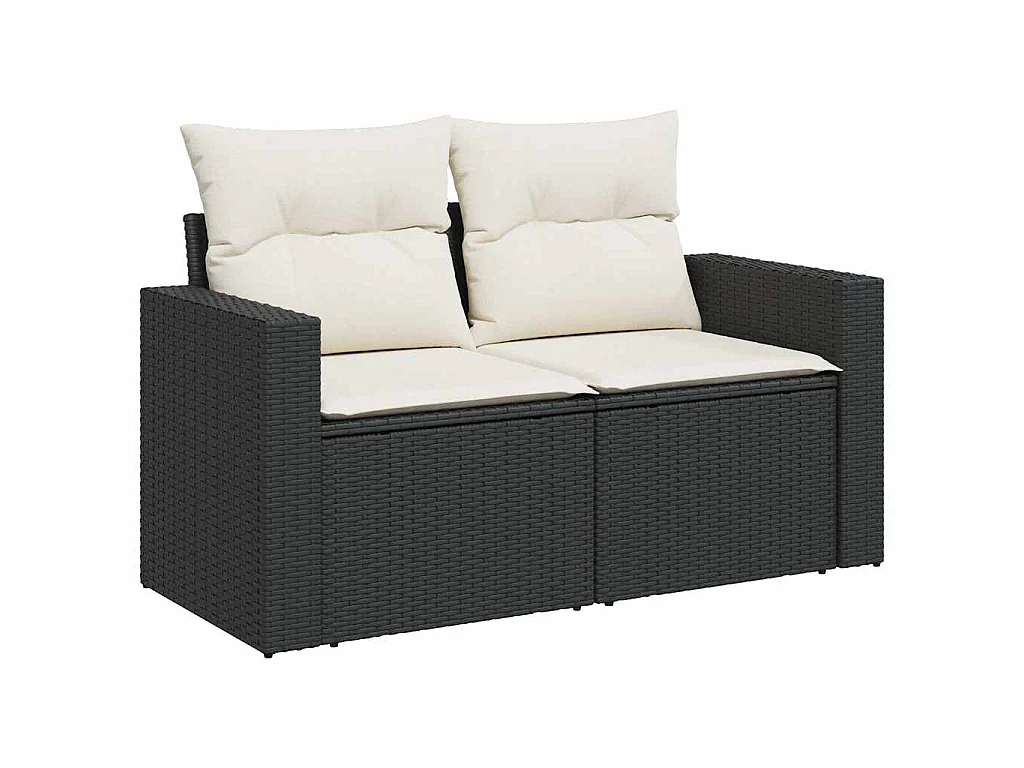 Set Divani da Giardino con Cuscini 7pz Nero Polyrattan