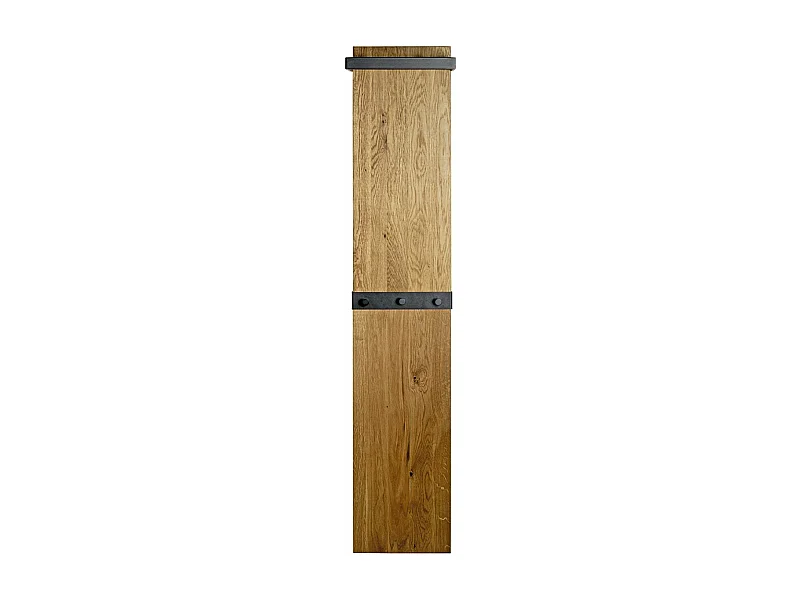 Garderobe murale, Patère murale en bois massif coloris chêne et métal noir  -longueur 35 x profondeur 25 x hauteur 175 cm