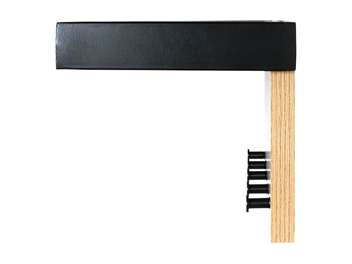 Garderobe murale, Patère murale en bois coloris chêne et métal noir  - longueur 70 x profondeur 25 x hauteur 24 cm