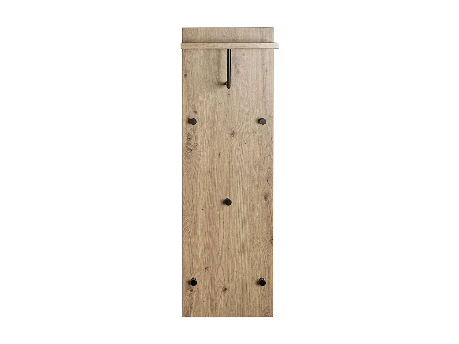 Garderobe murale, Patère murale en bois coloris chêne et métal noir  -longueur 30 x profondeur 20 x hauteur 100 cm