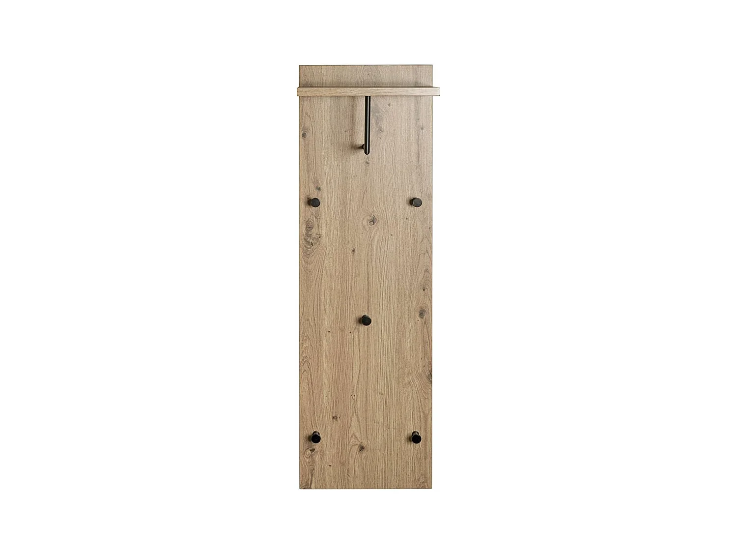 Garderobe murale, Patère murale en bois coloris chêne et métal noir  -longueur 30 x profondeur 20 x hauteur 100 cm