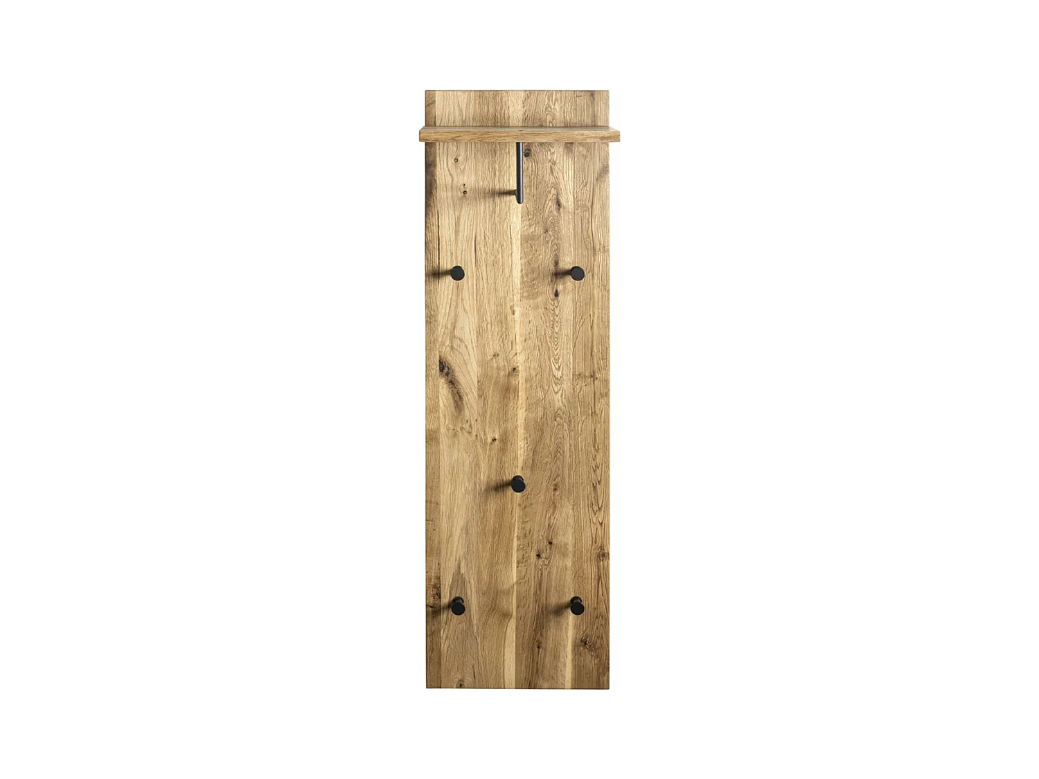 Garderobe murale, Patère murale en bois coloris chêne huilé et métal noir -longueur 30 x profondeur 20 x hauteur 100 cm