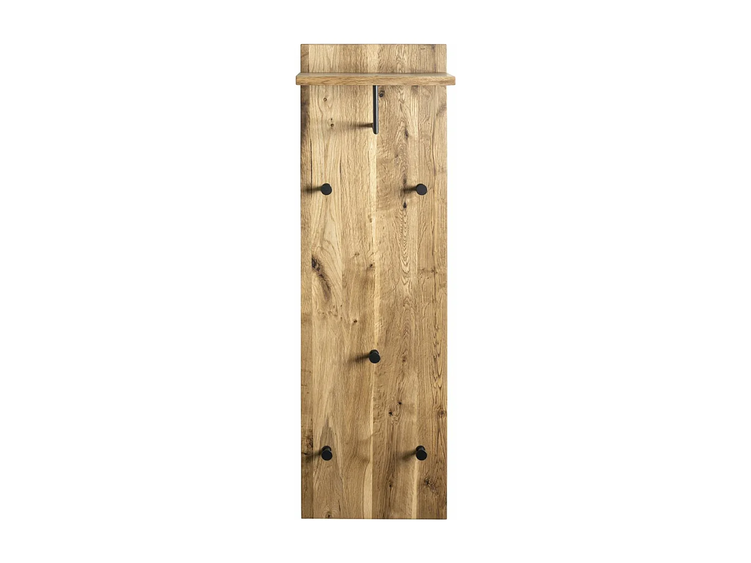 Garderobe murale, Patère murale en bois coloris chêne huilé et métal noir -longueur 30 x profondeur 20 x hauteur 100 cm