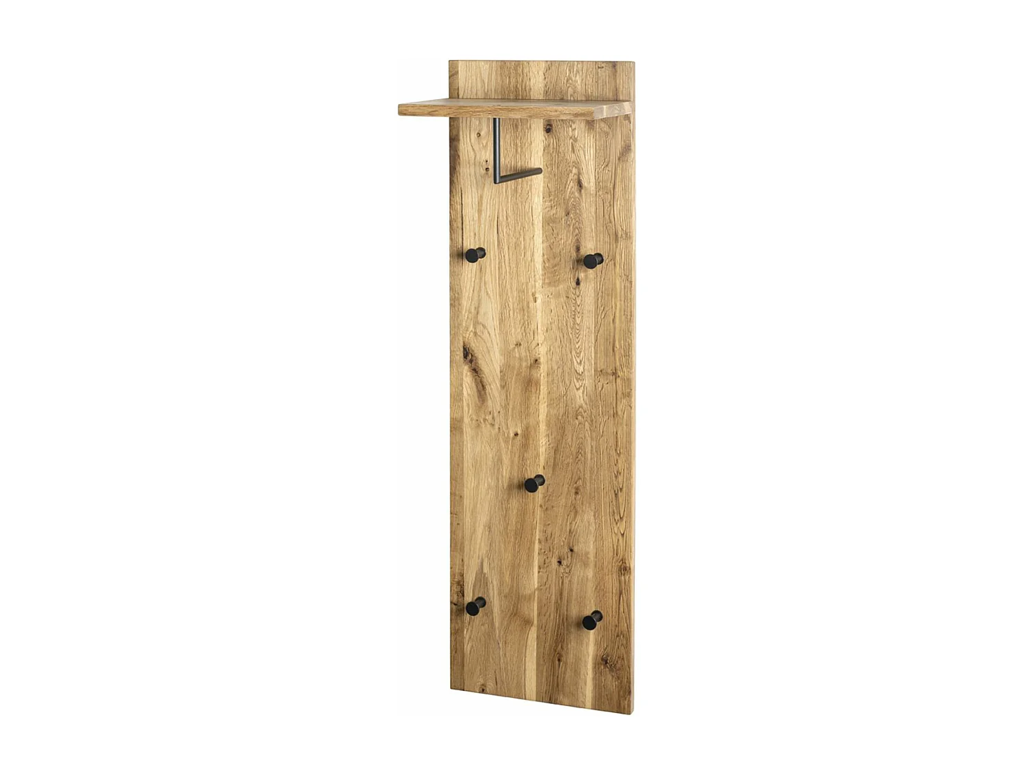 Garderobe murale, Patère murale en bois coloris chêne huilé et métal noir -longueur 30 x profondeur 20 x hauteur 100 cm