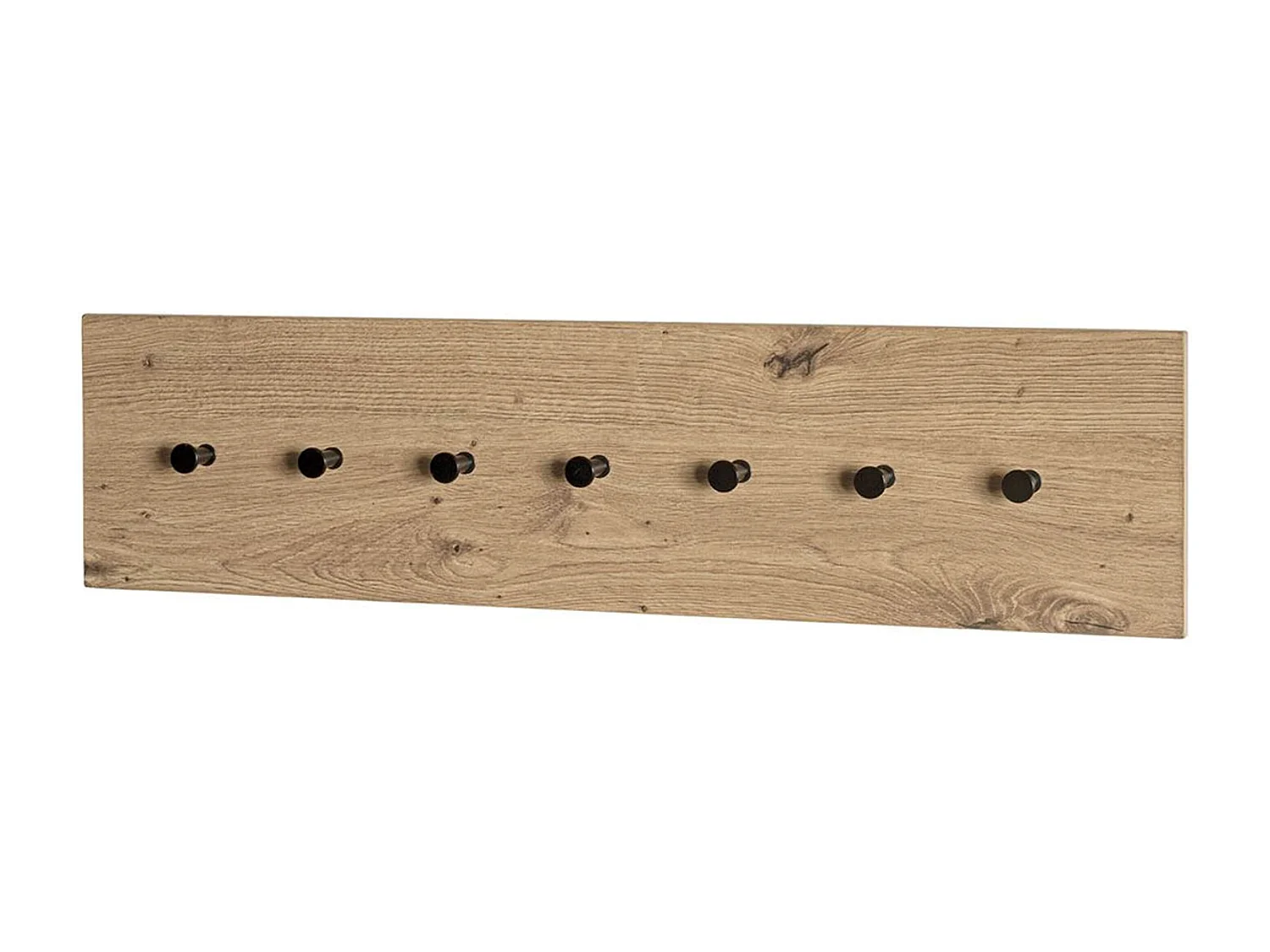 Garderobe murale, Patère murale en bois coloris chêne et métal noir  - longueur 80 x profondeur 5 x hauteur 20 cm