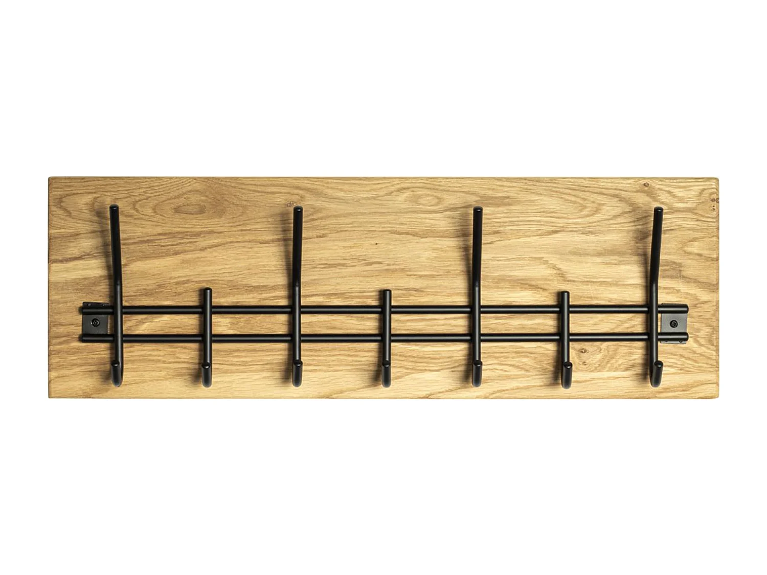 Garderobe murale, Patère murale en bois massif coloris chêne et métal noir   -longueur 60 x profondeur 10  x hauteur 20 cm