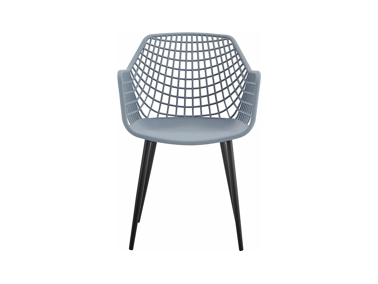 Lot de 4 chaises LUCIA pour salle à manger ou cuisine au design retro avec accoudoirs, coque en plastique gris clair