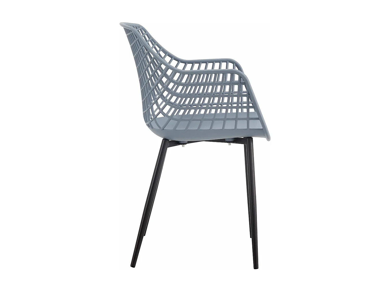 Lot de 4 chaises LUCIA pour salle à manger ou cuisine au design retro avec accoudoirs, coque en plastique gris clair