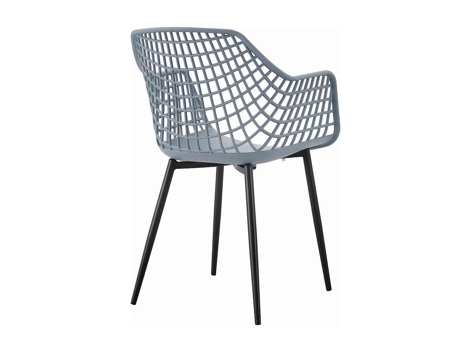 Lot de 4 chaises LUCIA pour salle à manger ou cuisine au design retro avec accoudoirs, coque en plastique gris clair