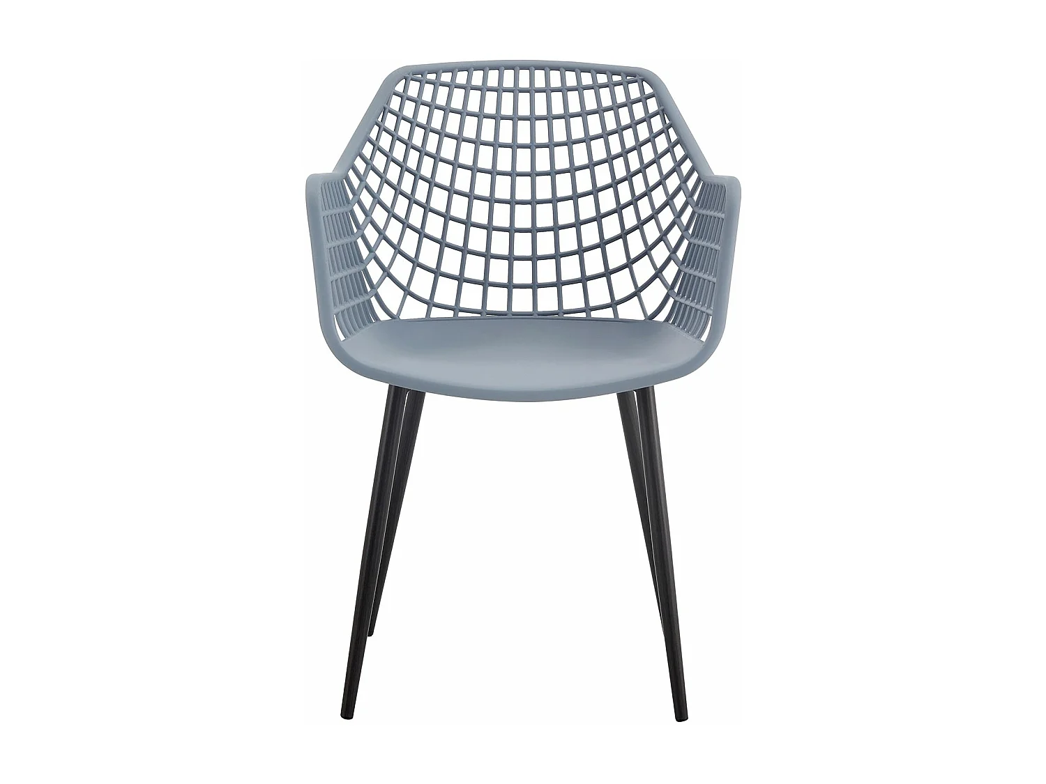 Lot de 4 chaises LUCIA pour salle à manger ou cuisine au design retro avec accoudoirs, coque en plastique gris clair