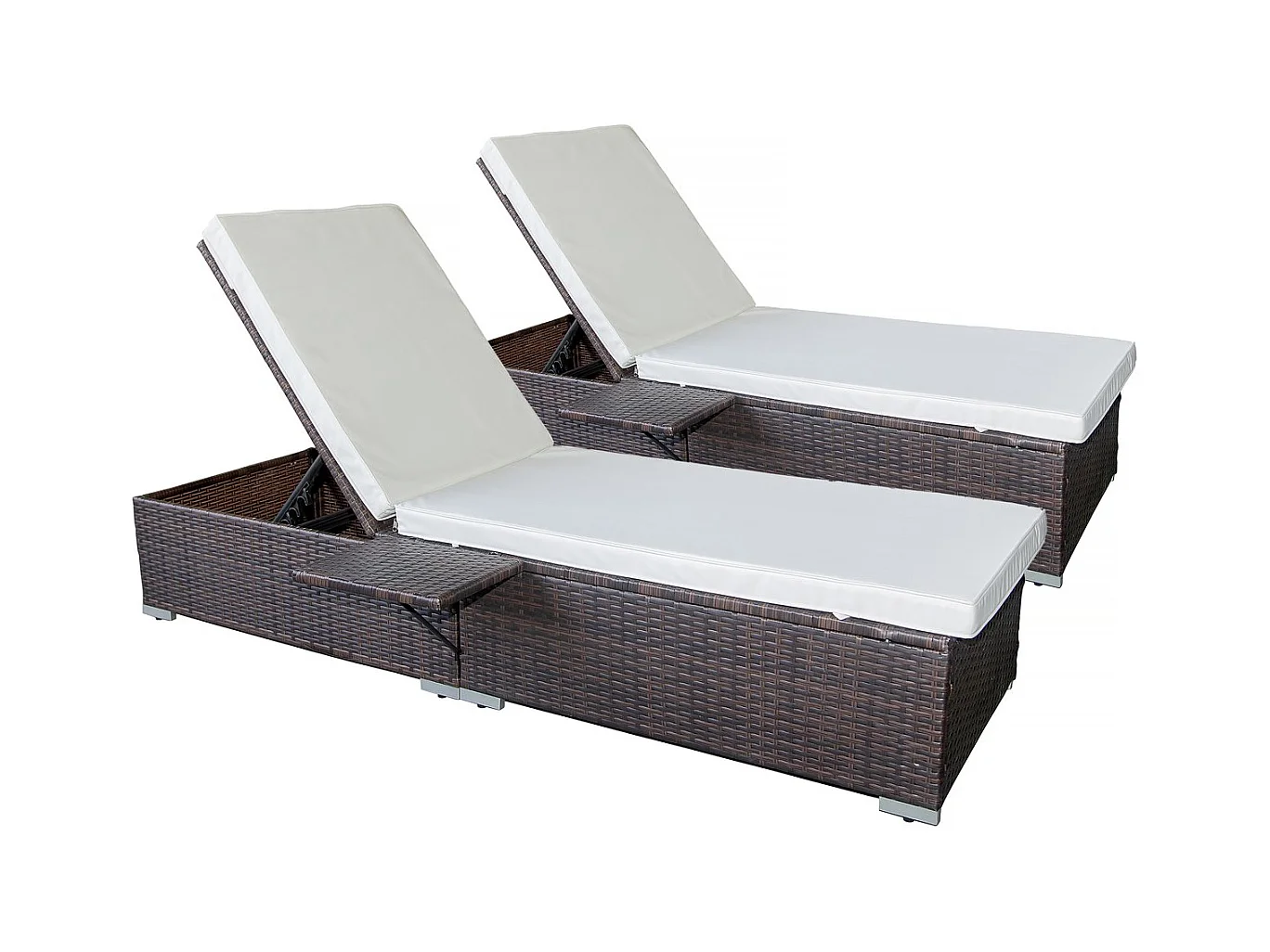 Lot de 2 bains de soleil en résine tressée avec coussins "Alice" - Beige