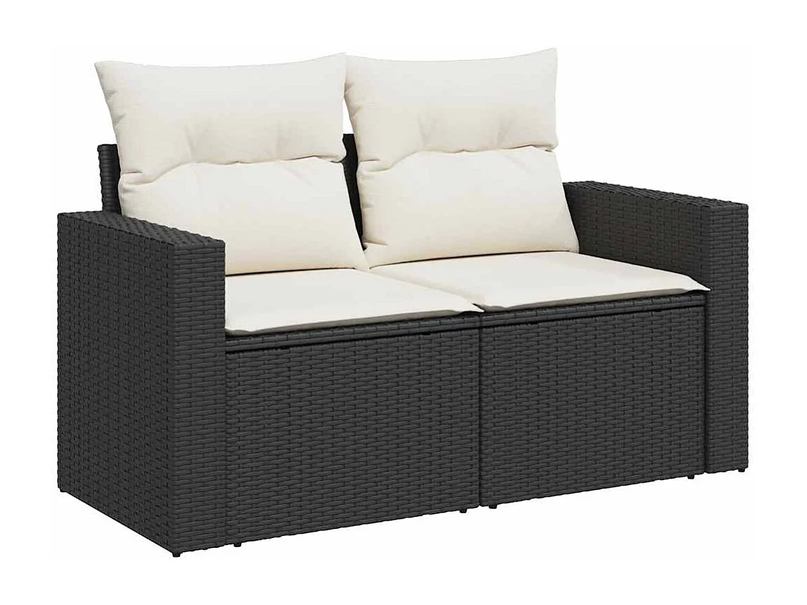 Set Divani da Giardino 5 pz con Cuscini in Polyrattan Nero
