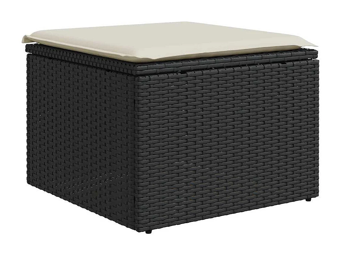 8 pcs conjunto sofás de jardim com almofadões vime PE preto