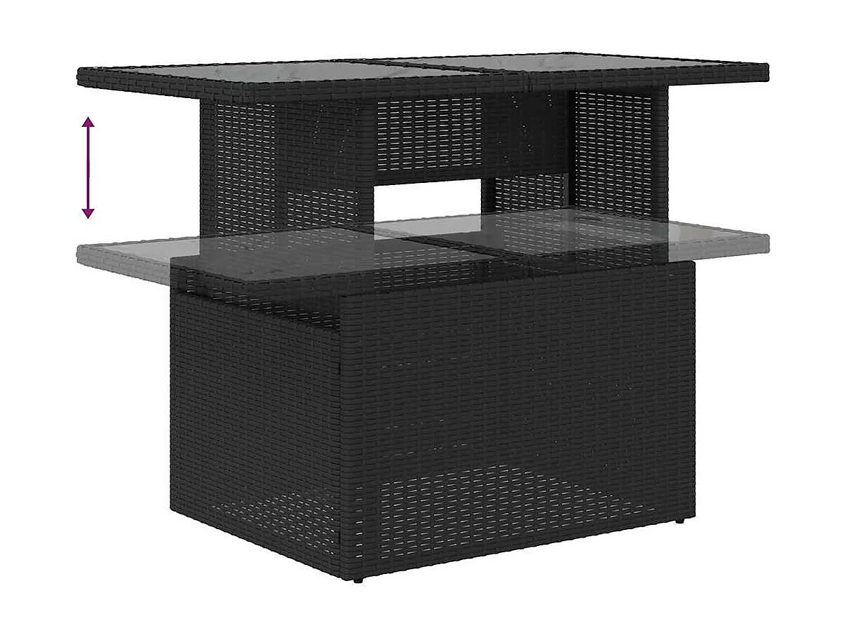 Set Divani da Giardino con Cuscini 7pz Nero Polyrattan