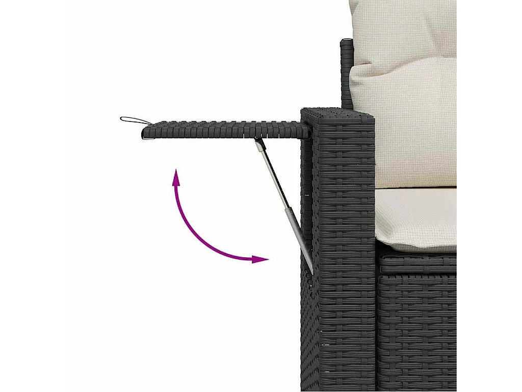 Set Divani da Giardino con Cuscini 7pz Nero Polyrattan
