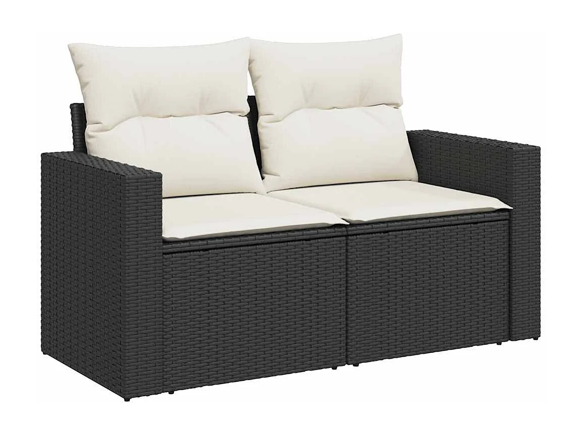Set Divani da Giardino con Cuscini 7pz Nero Polyrattan