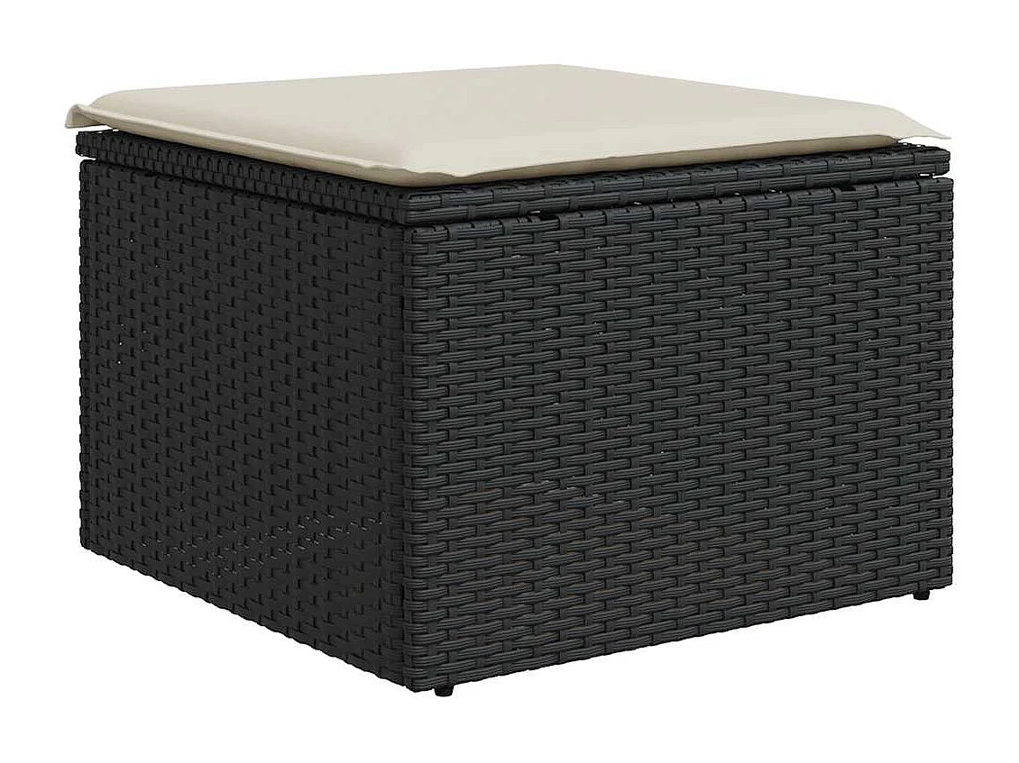 Set Divani da Giardino con Cuscini 7pz Nero Polyrattan
