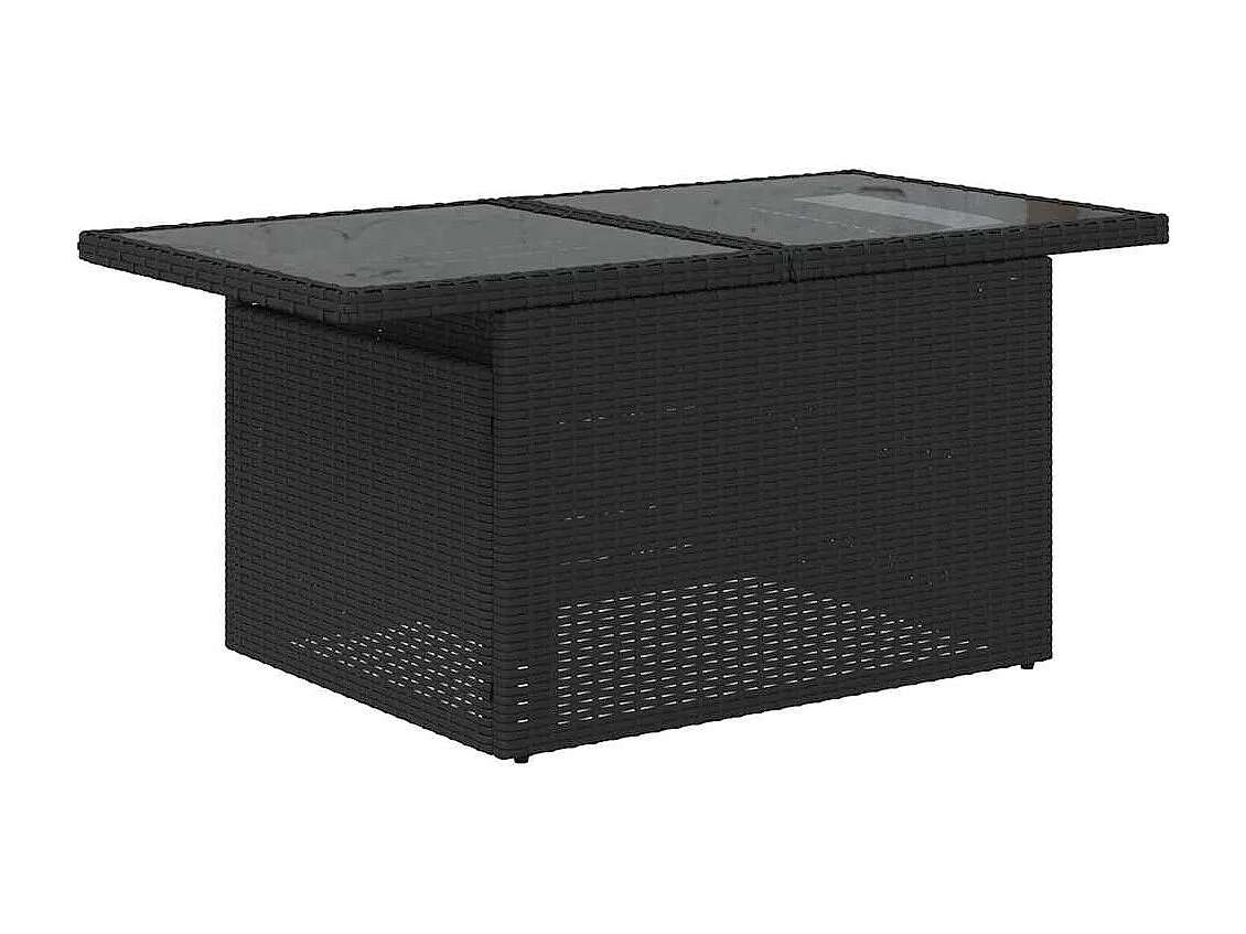 Set Divani da Giardino con Cuscini 7pz Nero Polyrattan