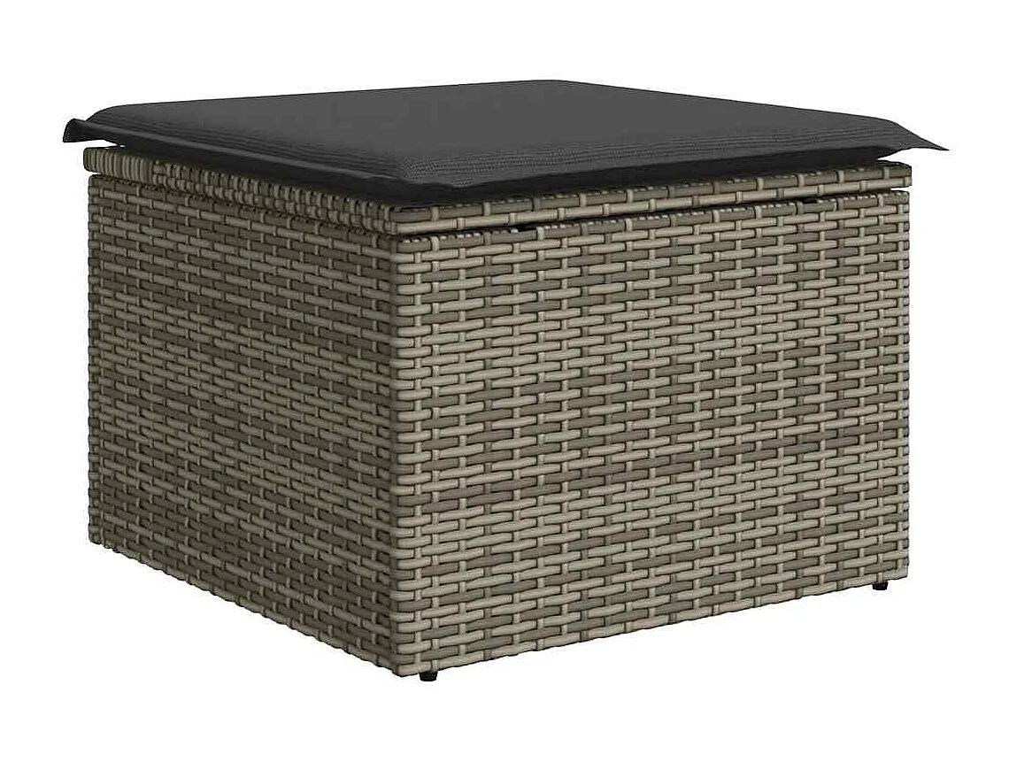 7-delige Loungeset met kussens poly rattan grijs