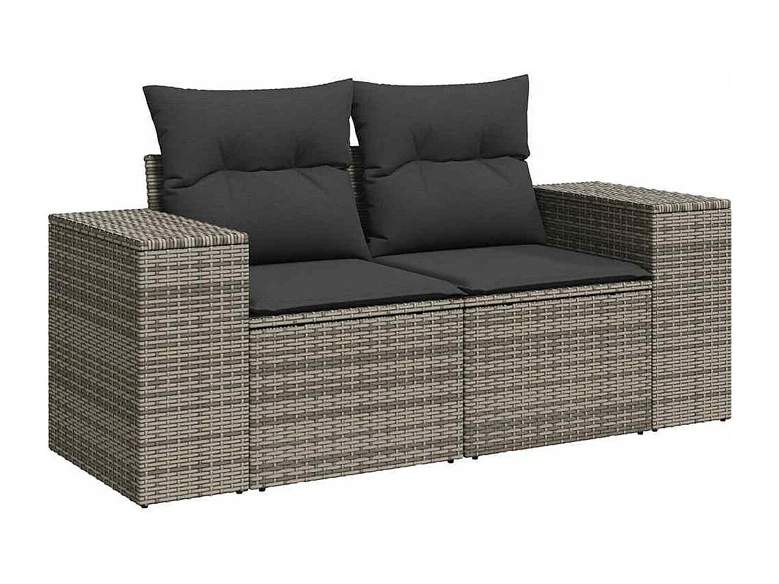 Set Divani da Giardino 7 pz con Cuscini Grigio in Polyrattan