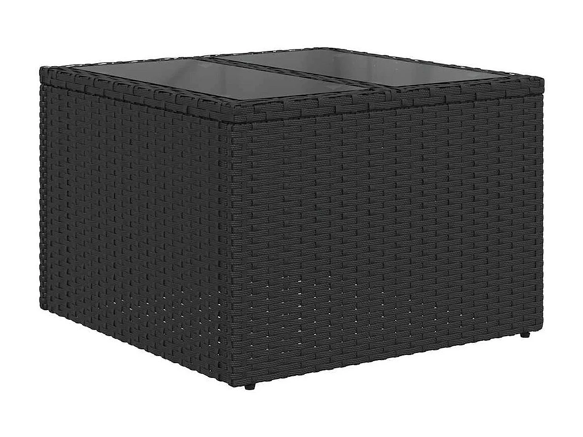 8 pcs conjunto sofás de jardim com almofadões vime PE preto