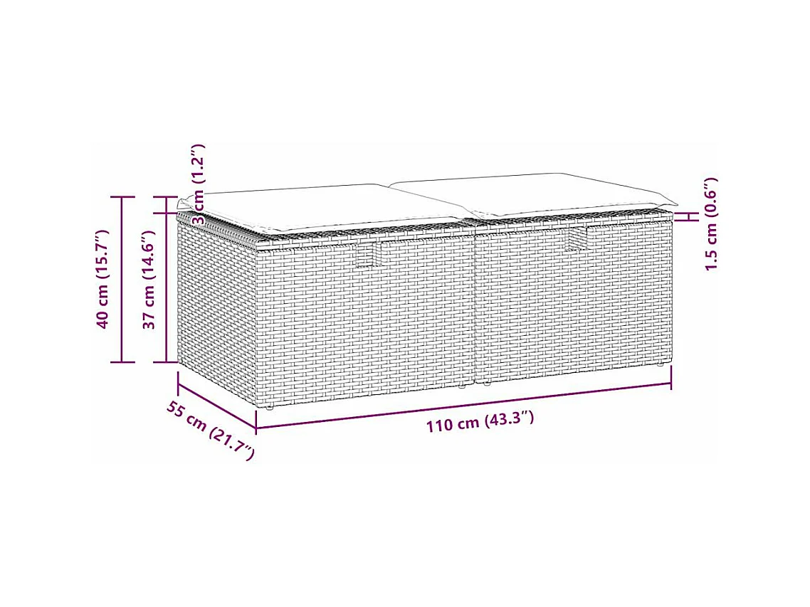 2-tlg. Garten-Sofagarnitur mit Kissen Beige Poly Rattan Akazie