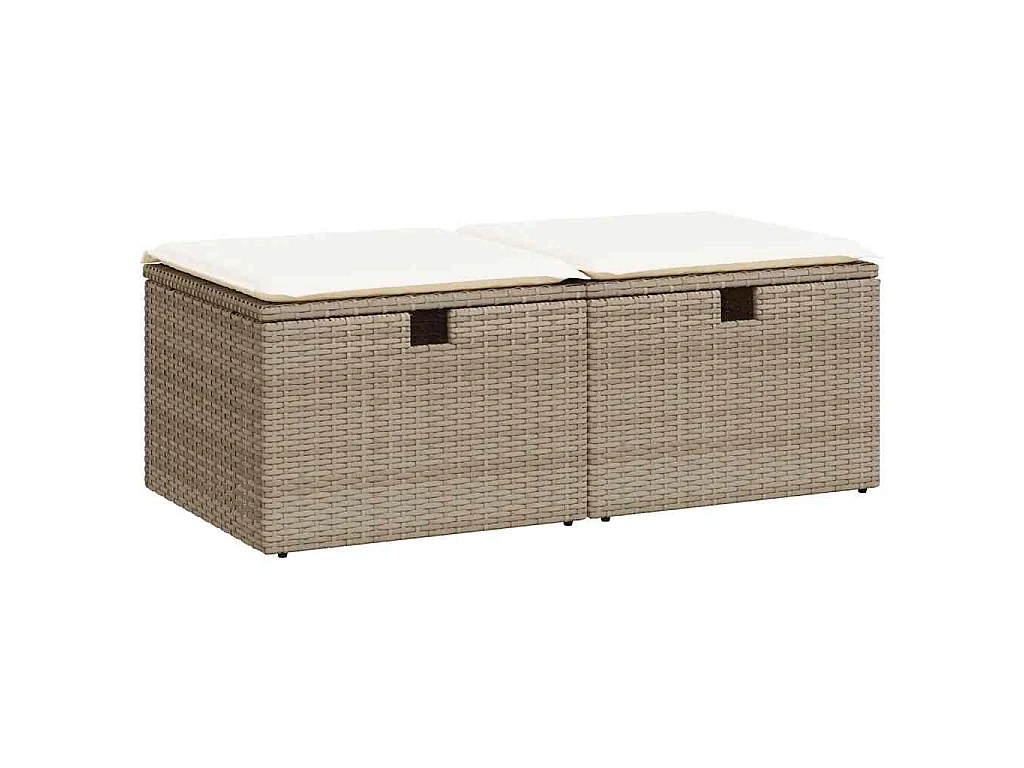 Set sofás jardín y cojines 2 pzas ratán sintético acacia beige